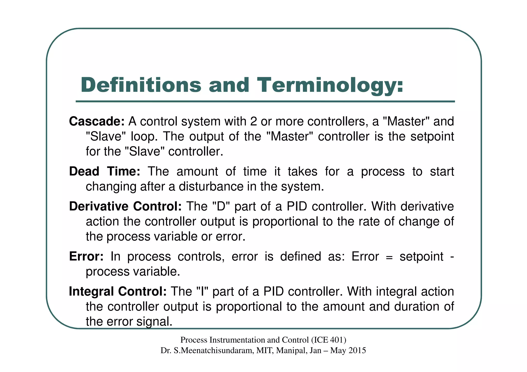 Class 1 need for process control & process terminology | PDF