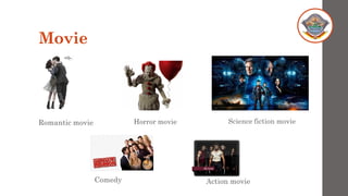 Movie
Romantic movie Horror movie Science fiction movie
Comedy Action movie
 