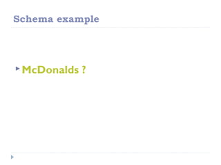 Schema example
McDonalds ?
 