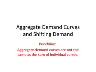 Aggregate Demand Curves and Shifting Demand Punchline:  Aggregate demand curves are not the same as the sum of individual curves. 