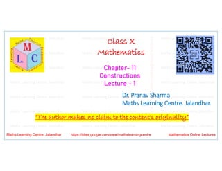 Class 10_Chapter 11_Constructions (Construct triangles with sides of given ratio) Lecture 1