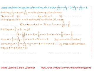 Class 10 Chapter 3 Pair Of Linear Equations In Two Variables Algebraic Methods Substitution Class 10 Chapter 3 Pair Of Linear Equations In Two Variables Algebraic Methods Substitution