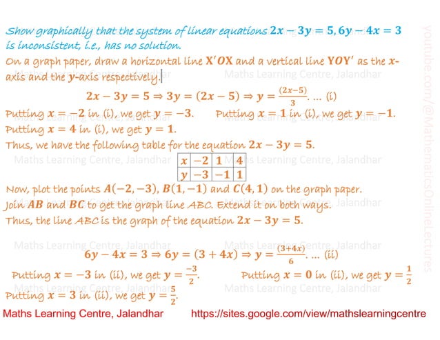 Class 10 _ Chapter 3_ Pair of linear equations in two variables ...