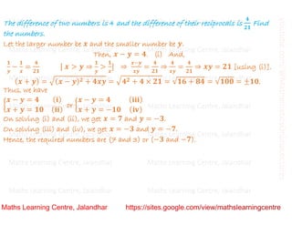 Class 10 _ Chapter 3_ Pair of linear equations in two variables (Word ...