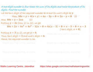 Class 10 _ Chapter 3_ Pair of linear equations in two variables (Word ...