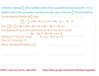 Class 10 _ Chapter 3_ Pair of linear equations in two variables (Word ...