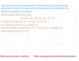Class 10 _ Chapter 3_ Pair of linear equations in two variables (Word ...