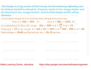 Class 10 _ Chapter 3_ Pair of linear equations in two variables (Word ...