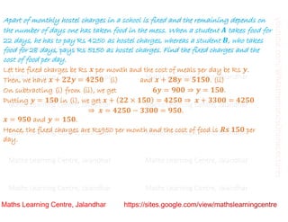 Class 10 _ Chapter 3_ Pair of linear equations in two variables (Word ...