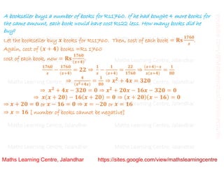 Class 10 _ Chapter 4_ Quadratic equations (word problems)_Lecture 3