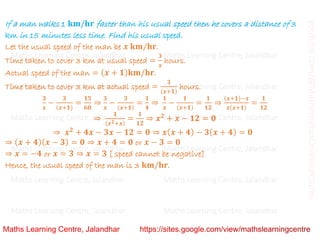 Class 10 _ Chapter 4_ Quadratic equations (word problems)_Lecture 3