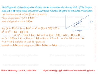 Class 10 _ Chapter 4_ Quadratic equations (word problems)_Lecture 3