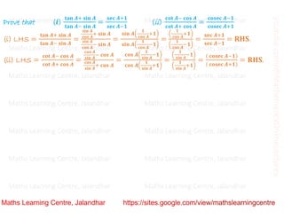 Class 10 Chapter 8 Introduction to trigonometry (Trigonometric Identities ) Lecture 3