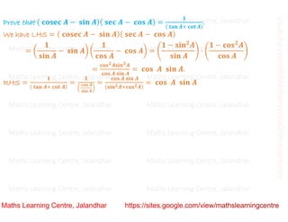 Class 10 Chapter 8 Introduction to trigonometry (Trigonometric Identities ) Lecture 3