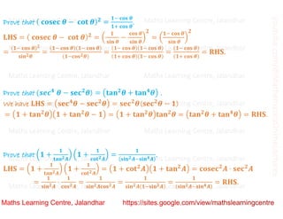 Class 10 Chapter 8 Introduction to trigonometry (Trigonometric Identities ) Lecture 3