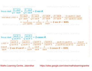 Class 10 Chapter 8 Introduction to trigonometry (Trigonometric Identities ) Lecture 3