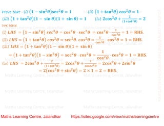 Class 10 Chapter 8 Introduction to trigonometry (Trigonometric Identities ) Lecture 3