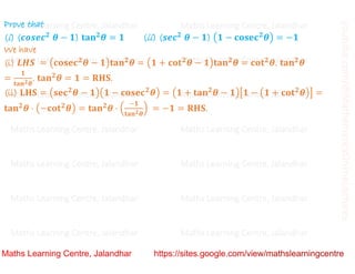 Class 10 Chapter 8 Introduction to trigonometry (Trigonometric Identities ) Lecture 3