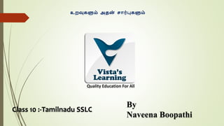 Class 10 :-Tamilnadu SSLC
By
Naveena Boopathi
Quality Education For All
உறவுகளும் அதன
் சார்புகளும்
 