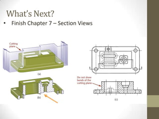 What’s Next?
• Finish Chapter 7 – Section Views
 