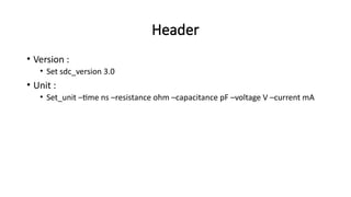 Class 10 SDC based on SDC file format describing constrainsts of a ...