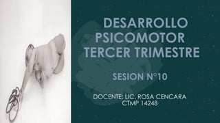 DESARROLLO
PSICOMOTOR
TERCER TRIMESTRE
SESION N°10
DOCENTE: LIC. ROSA CENCARA
CTMP 14248
 