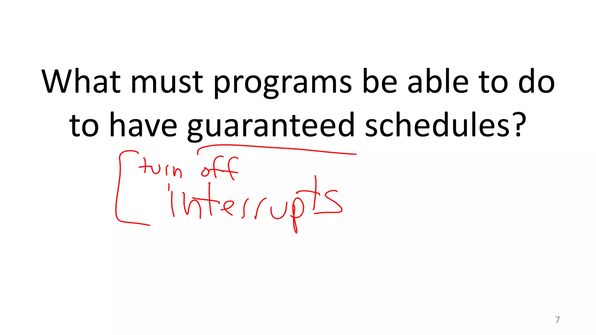 What must programs be able to do
to have guaranteed schedules?

7

 