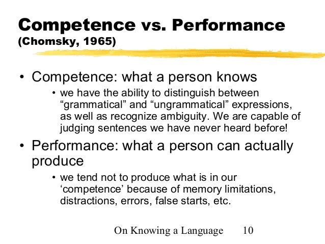 Competence vs performance