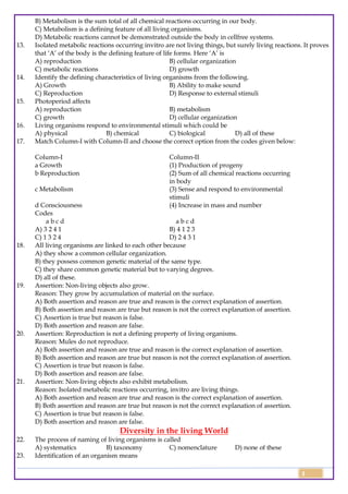 Class 11 Biology Topic Wise Line by Line Chapter 1 Living World | PDF