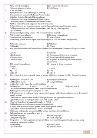 Class 11 Biology Topic Wise Line by Line Chapter 1 Living World | PDF