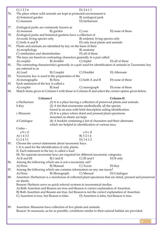 Class 11 Biology Topic Wise Line by Line Questions Chapter 1 Living ...