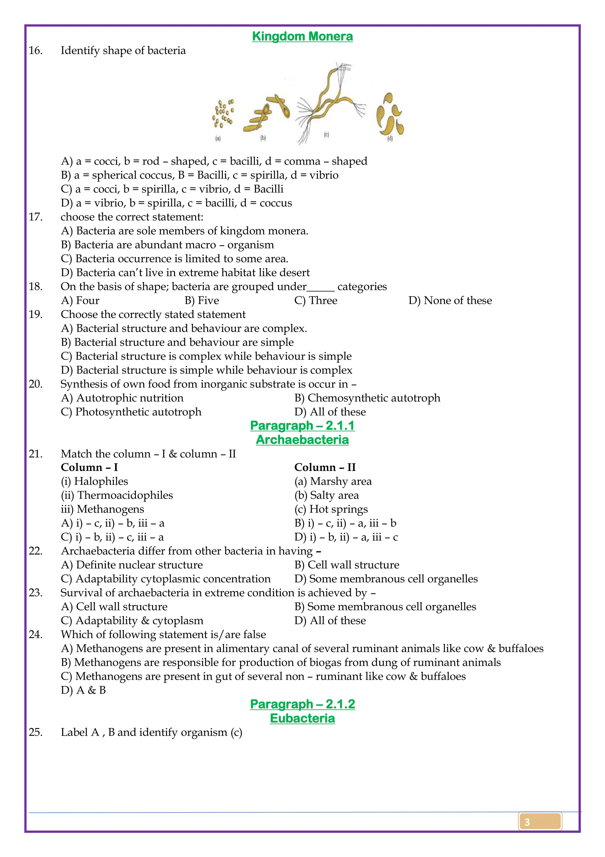 Class 11 Biology Topic Wise Line by Line Questions Chapter 2 Biological  Classification | PDF