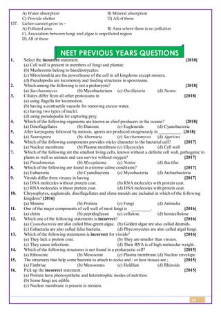 Class 11 Biology Topic Wise Line by Line Questions Chapter 2 Biological ...