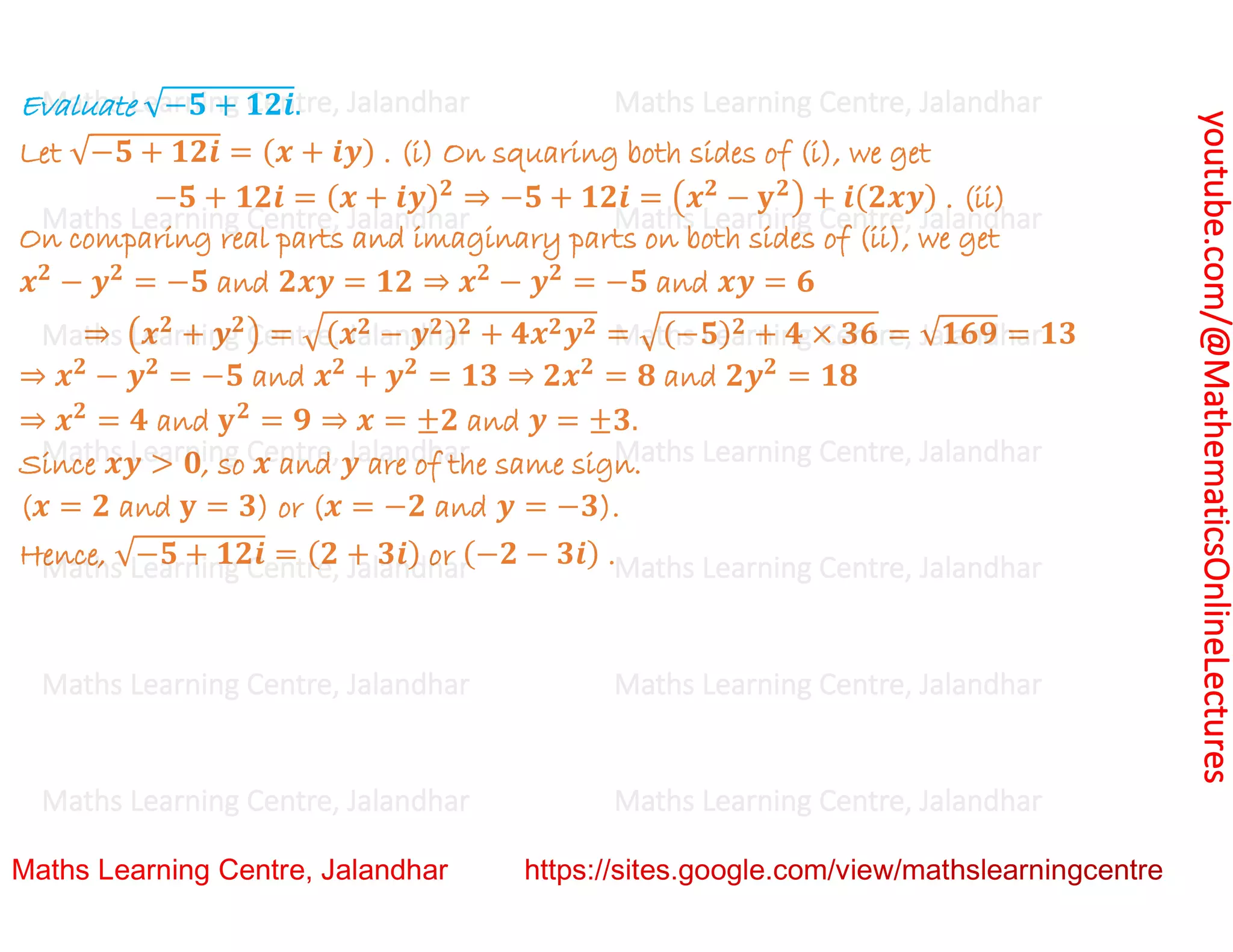 Class 11 Chapter 5 Complex Numbers and Quadratic Equations (Complex roots and square roots)Lecture 5.pdf