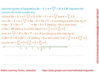 Class 11 Chapter 6 Linear Inequations (system of linear inequations ...