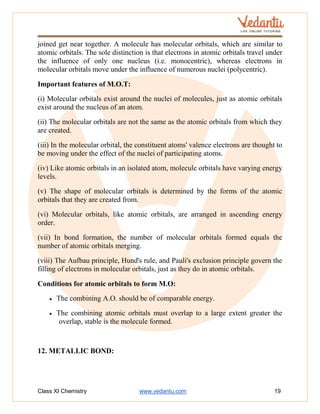 Class 11 Chemistry Revision Notes Chemical Bonding and Molecular ...