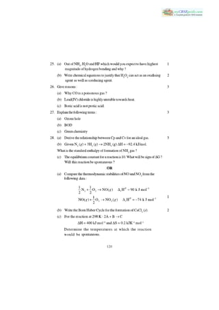 CBSE XI CHEMISTRY SOLVED PAPER