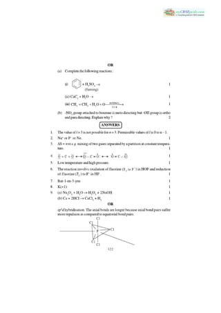 CBSE XI CHEMISTRY SOLVED PAPER