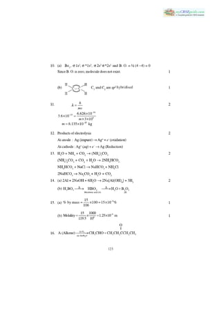 CBSE XI CHEMISTRY SOLVED PAPER