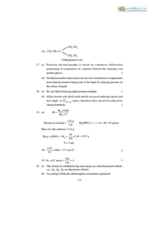CBSE XI CHEMISTRY SOLVED PAPER