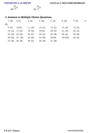 Class 11 important questions for physics Current Electricity | PDF