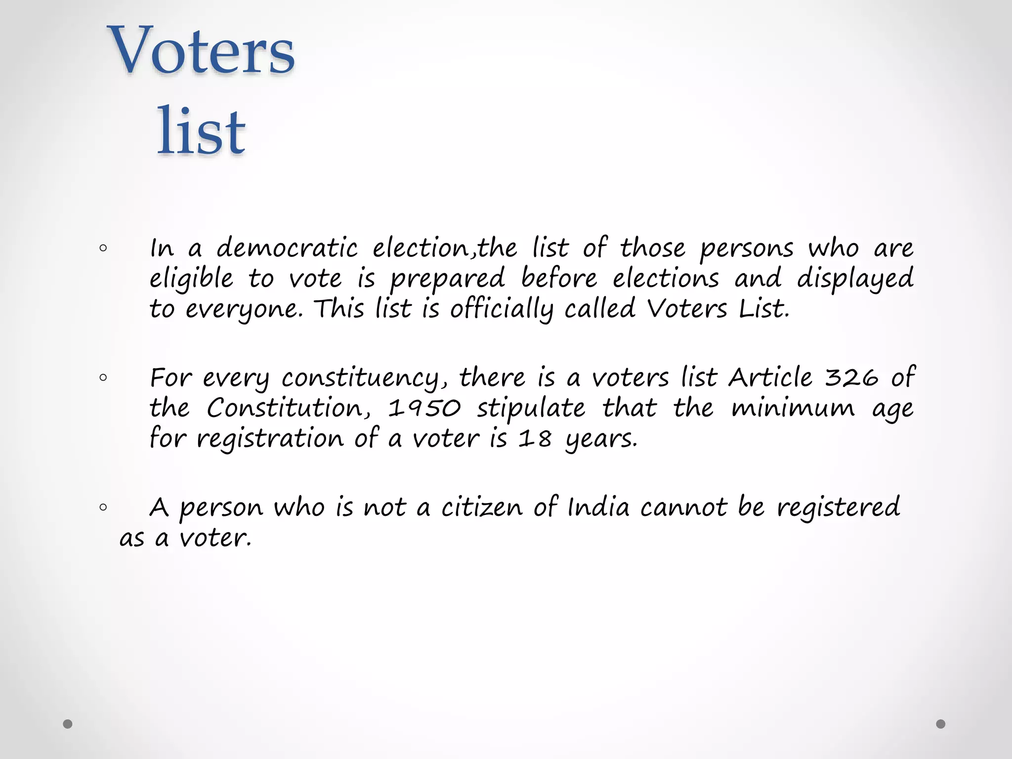 Assignment Elections PPT on class 11 Election and representation | PPTX