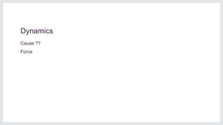 Dynamics
Cause ??
Force
 