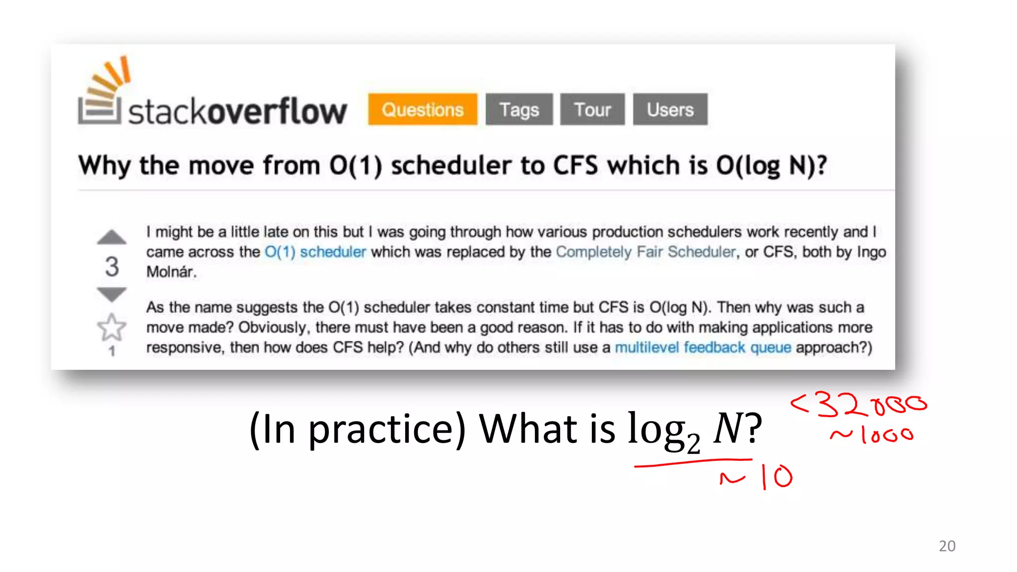 (In practice) What is log2 N?
20

 
