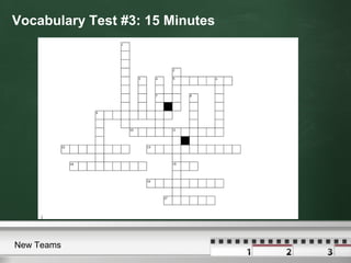 Vocabulary Test #3: 15 Minutes

New Teams

 