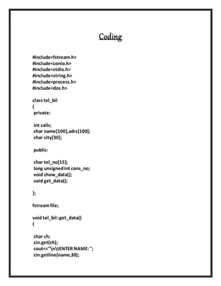 computer science project for class 12 on telephone billing | DOCX