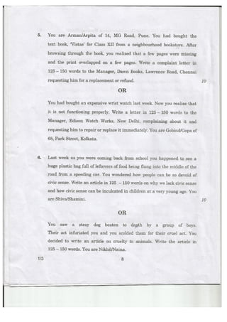 CBSE Class 12 English Paper 2013-14