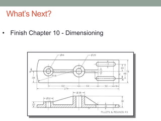 What’s Next?

• Finish Chapter 10 - Dimensioning
 