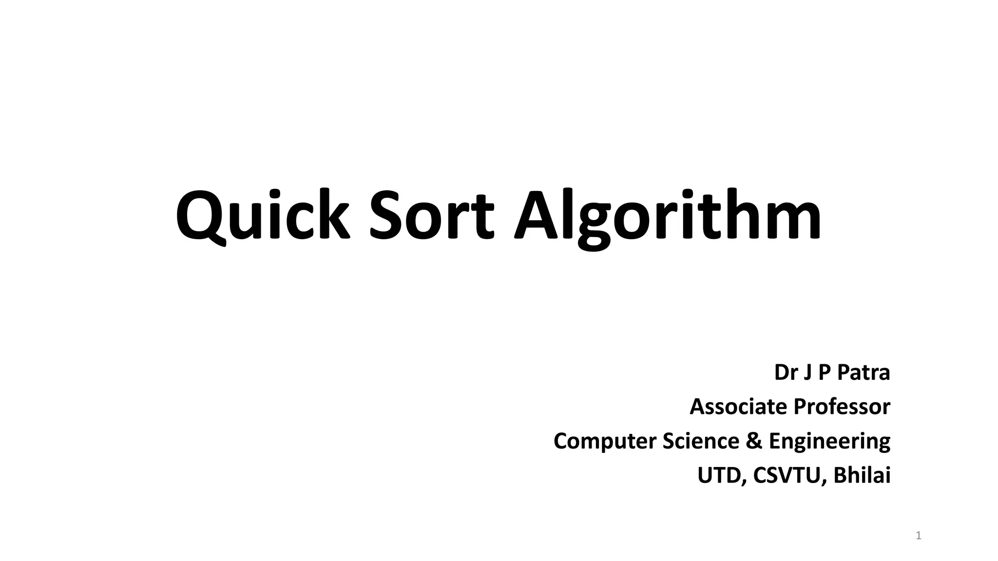Quick Sort Algorithm Explained in Detail | PPT