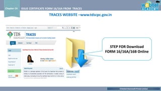 ©Webtel Electrosoft Private Limited
Chapter-14 ISSUE CERTIFICATE FORM 16/16A FROM TRACES
STEP FOR Download
FORM 16/16A/16B Online
TRACES WEBSITE –www.tdscpc.gov.in
 